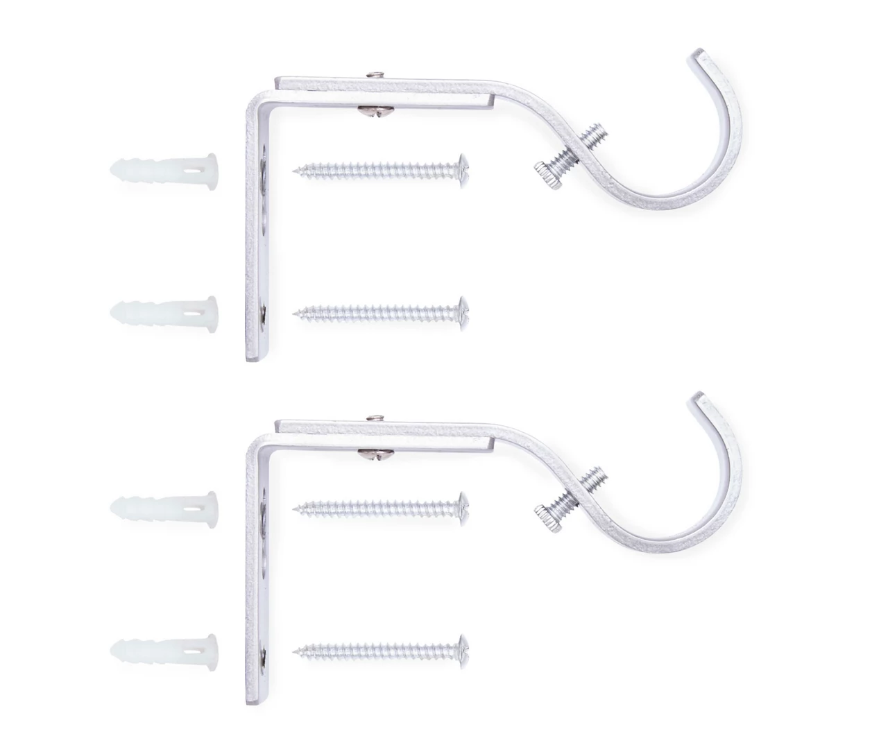 Brushed Nickel Adjustable Curtain Rod Brackets, 2-Pack - Image 2