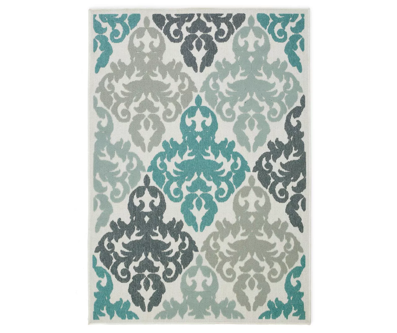 Broyhill Eastlake Teal & Gray Damask Outdoor Area Rug