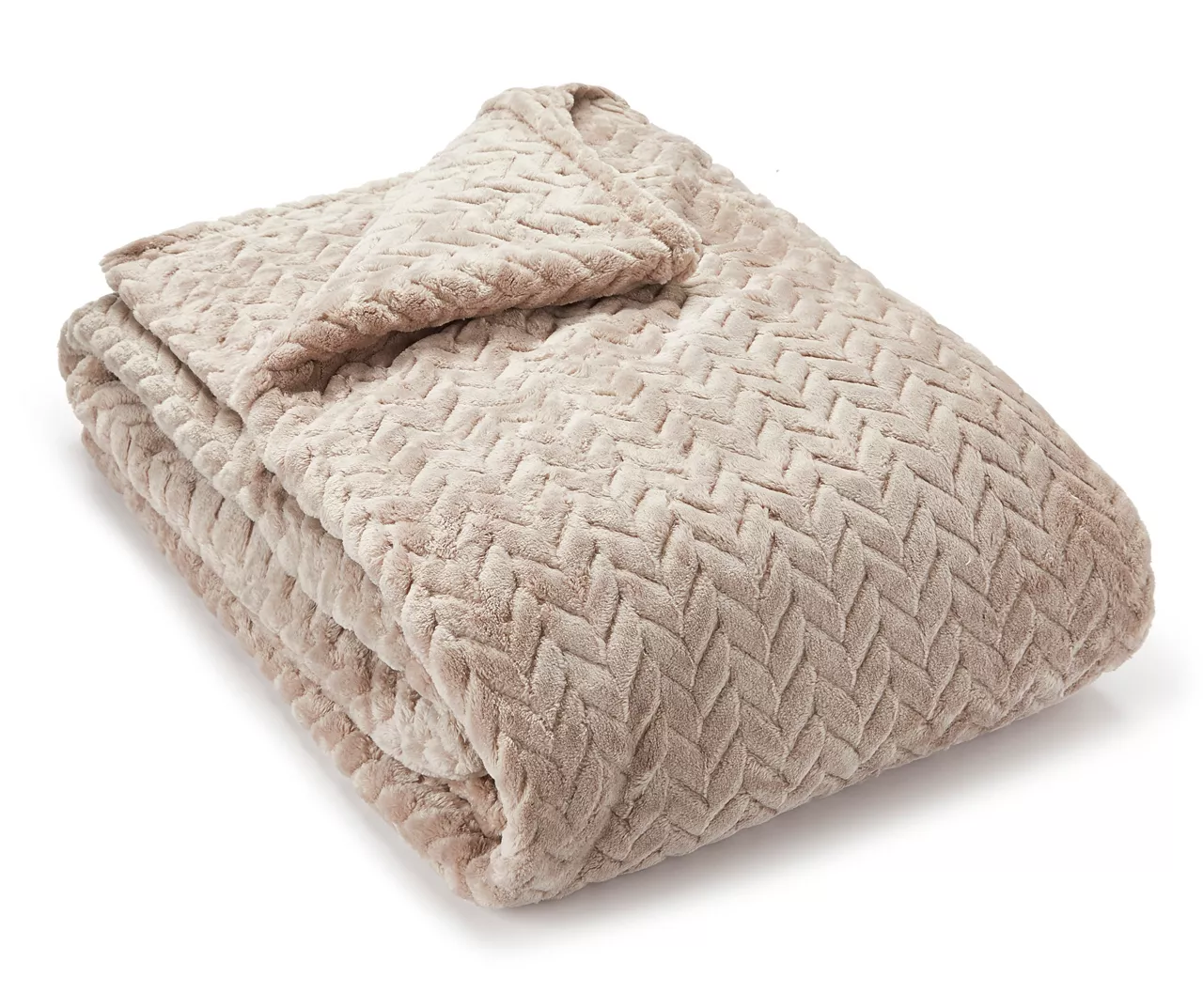 Tan Zigzag-Embossed Velvet Queen Blanket - Image 2
