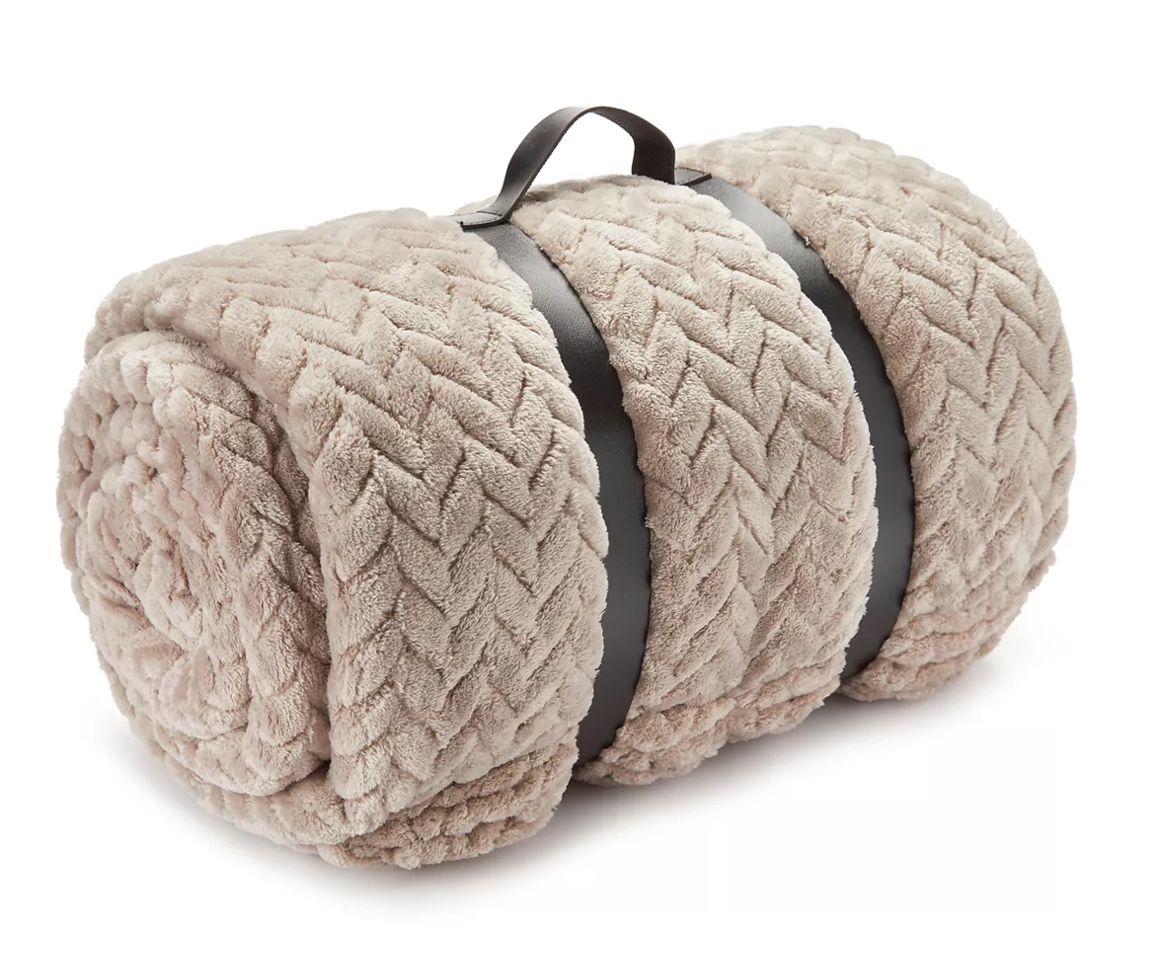 Tan Zigzag-Embossed Velvet Queen Blanket