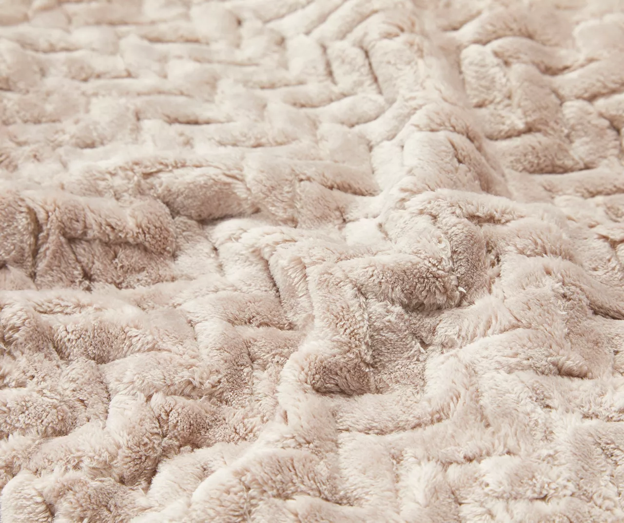 Tan Zigzag-Embossed Velvet Queen Blanket - Image 3