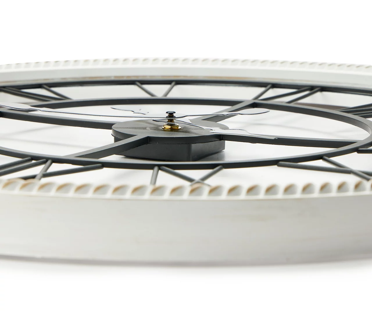 Rustic White Roman Numeral Round Wall Clock - Image 2