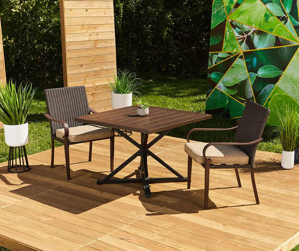 Broyhill Autumn Cove Wood Look Square Steel Patio Dining Table - Image 6