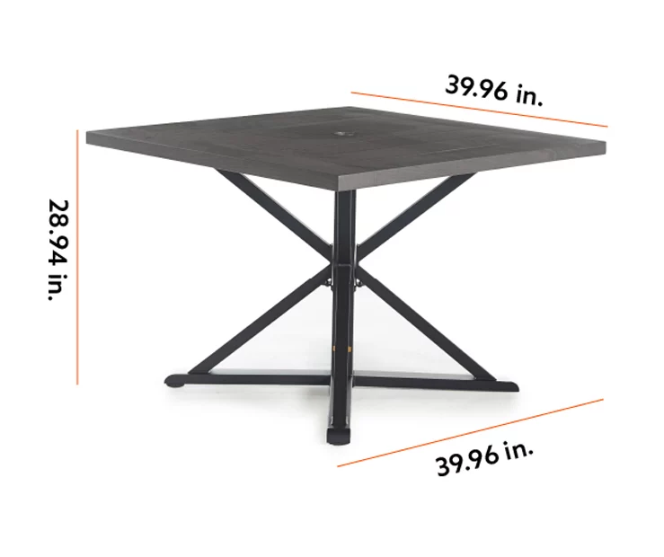 Broyhill Autumn Cove Wood Look Square Steel Patio Dining Table - Image 7