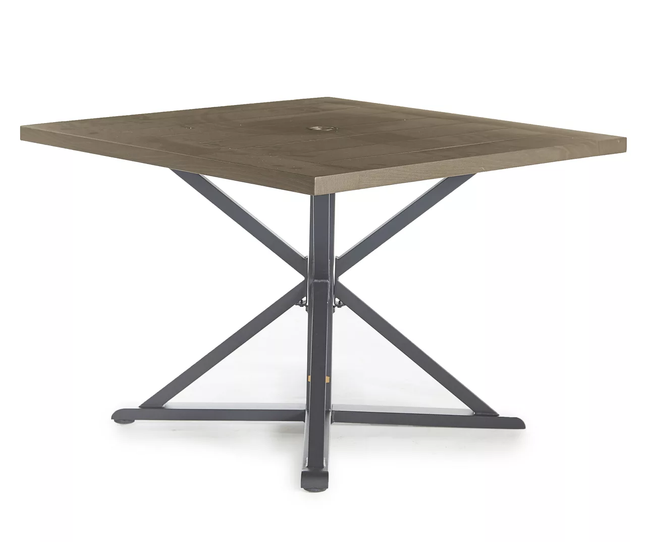 Autumn Cove Light Brown Wood Look Square Steel Patio Dining Table - Image 2