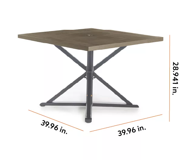 Broyhill Autumn Cove Wood Look Square Steel Patio Dining Table - Image 14