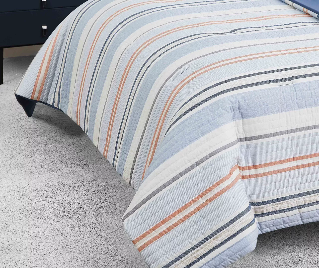 Broyhil Blue & Coral Stripe Comforter Set - Image 3