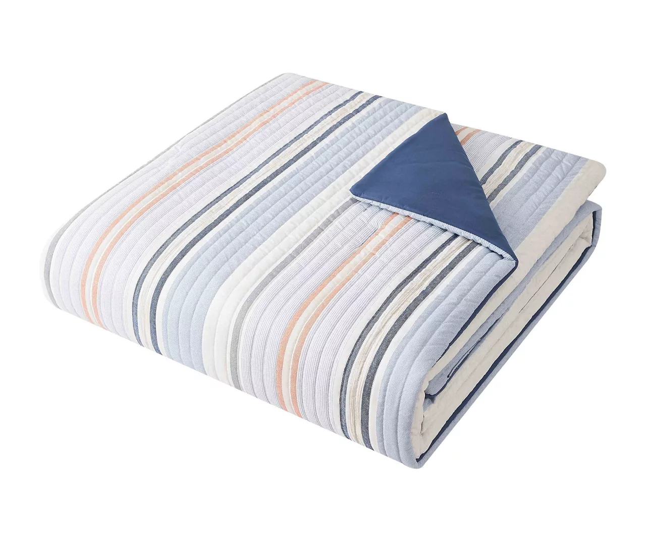 Broyhil Blue & Coral Stripe Comforter Set - Image 4