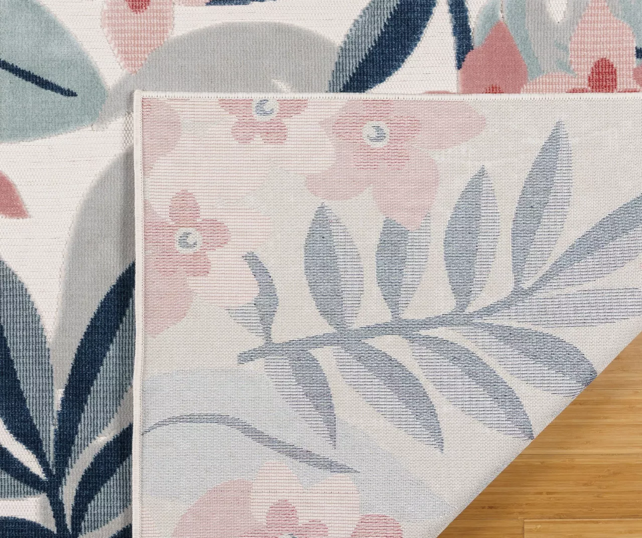 Nauru Blue & Pink Floral Outdoor Area Rug, (8' X 10') - Image 4