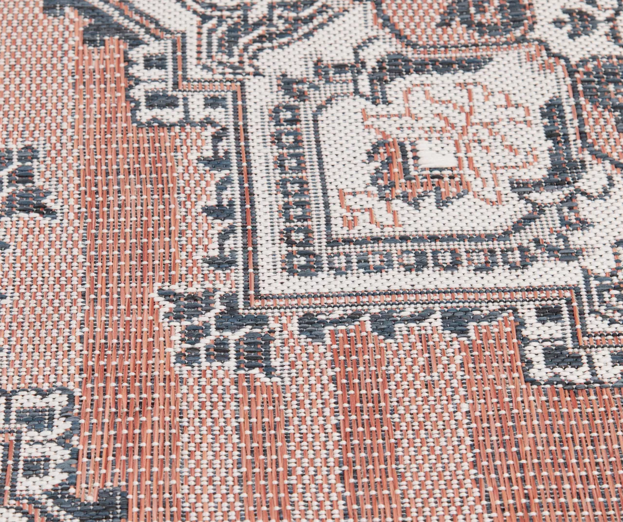 Braiden Orange & Navy Floral Medallion Outdoor Area Rug, (8' X 10') - Image 5