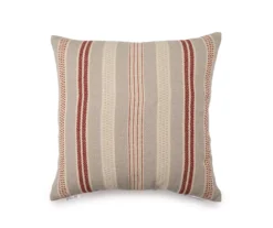 Gray & Red Stripe Throw Pillow