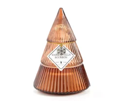 Festive Gathering Warm Vanilla Bourbon Glass Tree Candle, 8 Oz.