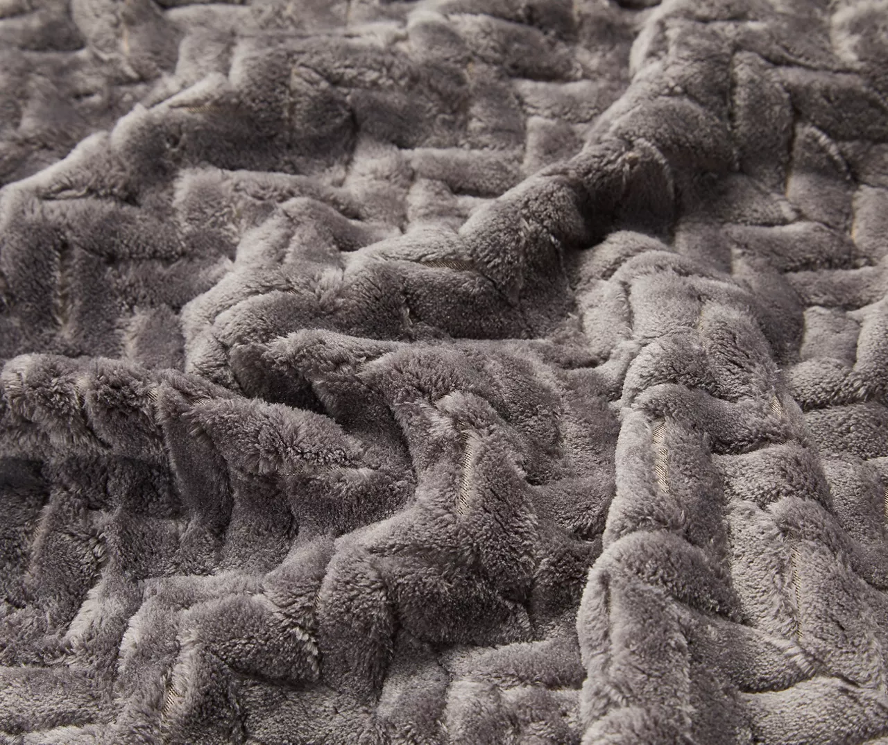 Atmosphere Gray Zigzag-Embossed Velvet Queen Blanket - Image 3